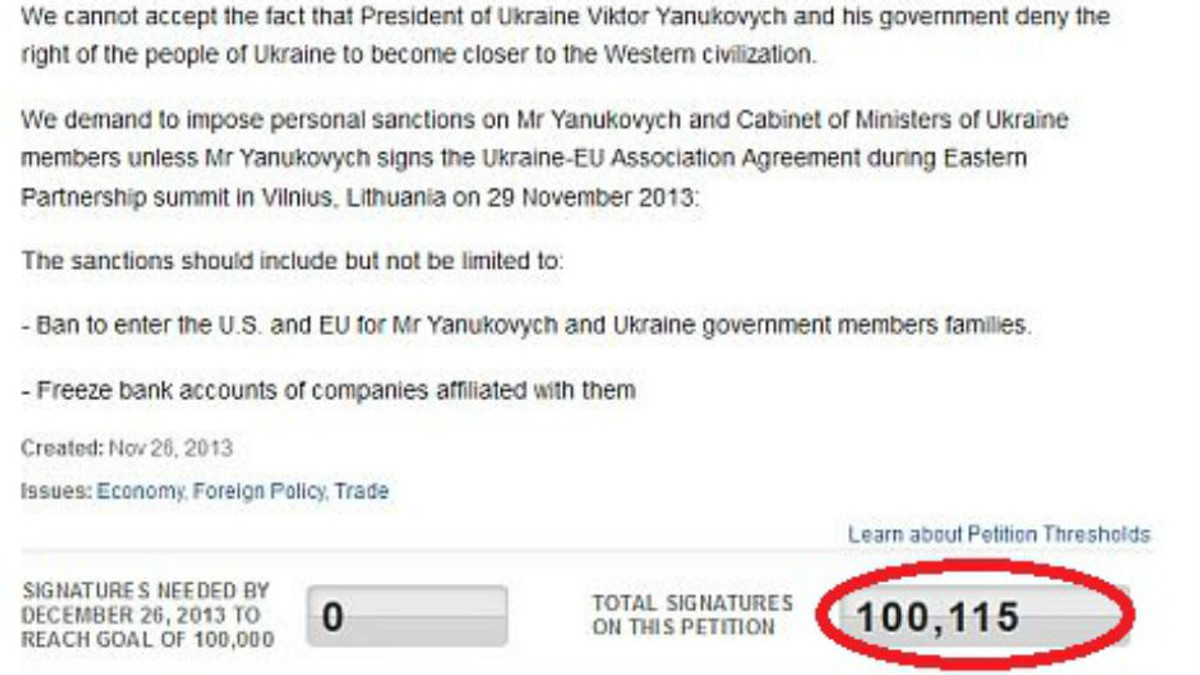 Петиція проти Януковича набрала більше 100 тис. підписів - фото 1